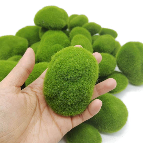 40Pcs Artificial Moss Rocks (4 Sizes), Green Moss Decor for Floral Arrangements, Fairy Gardens and Crafting