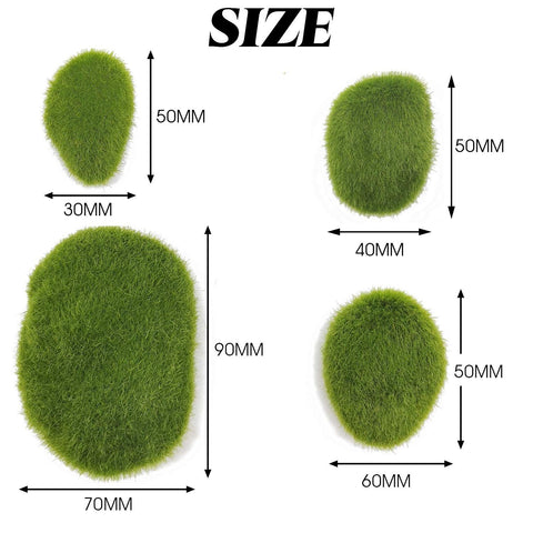 40Pcs Artificial Moss Rocks (4 Sizes), Green Moss Decor for Floral Arrangements, Fairy Gardens and Crafting