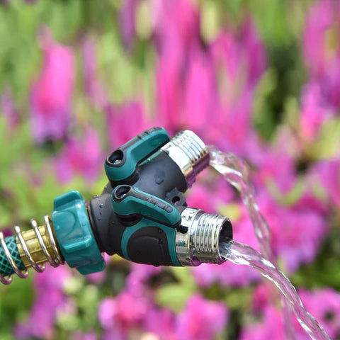 Hose Splitter 2 Way Heavy Duty Outdoor Faucet and Garden Connector - Water Spigot Splitter - Durable All-Metal Adapter（Interface diameter 2.5cm, height 9cm),Dark Green ,2pcs