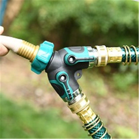 Hose Splitter 2 Way Heavy Duty Outdoor Faucet and Garden Connector - Water Spigot Splitter - Durable All-Metal Adapter（Interface diameter 2.5cm, height 9cm),Dark Green ,2pcs