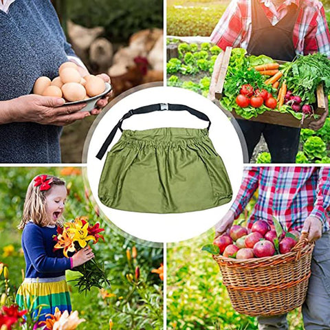 Harvest & Weeding Waist Apron with Pockets | Berry Picker/Garden Apron/Foraging Bag for Harvest - Vegetables, Fruits
