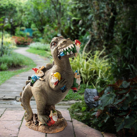 Garden Gnomes Statues Yard Decorations Outdoor Garden Decor, Dinosaur Gnomes Garden Statues, Patio, Lawn Ornament, Gardening Gifts for Women for Housewarming