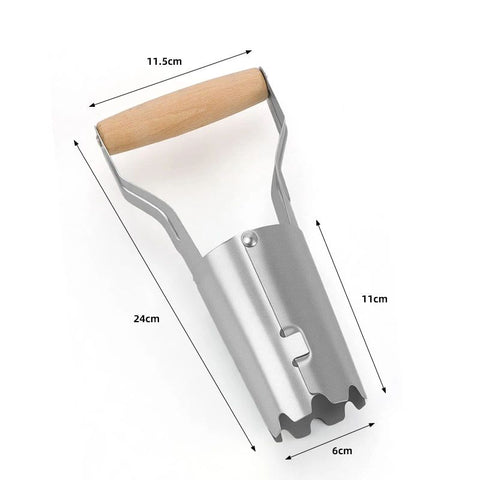 Steel Bulb Planter Tool for Planting Bulbs - High Carbon Steel & Comfortable Wood Carved Handle - Depth Marker for Consistent Planting Flowers Tulips, Daffodils, Dahlias (2pcs，24*11.5*6cm)