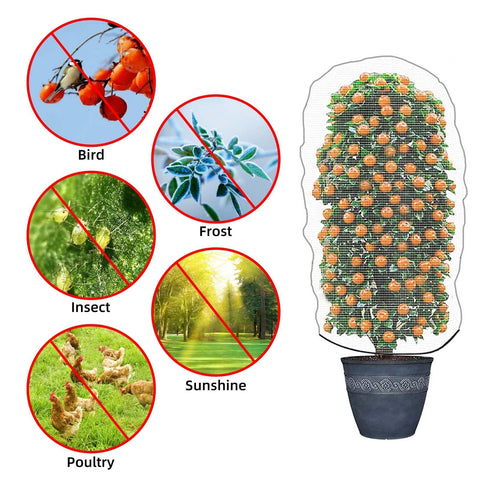 Garden Mesh Netting for Plants, 4 Pack Insect Bird Barrier Net Mesh with Drawstring, 1*1m Garden Bug Netting Plant Cover for Protect Fruit Tree Vegetable Flower