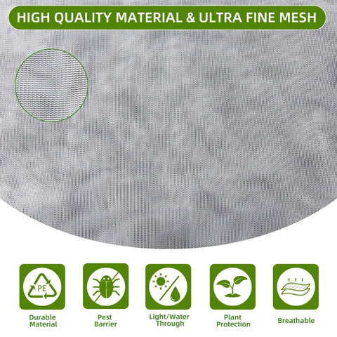 Garden Mesh Netting for Plants, 4 Pack Insect Bird Barrier Net Mesh with Drawstring, 1*1m Garden Bug Netting Plant Cover for Protect Fruit Tree Vegetable Flower