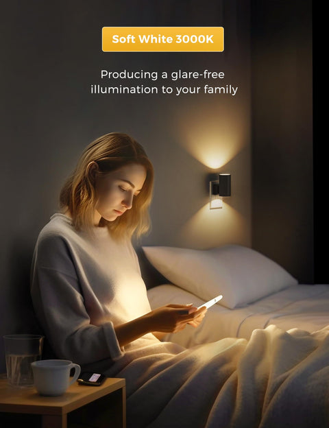 Night Lights Plug into Wall, Dimmable Night Light Plug in, Modern Night Lights with Dusk to Dawn Light Sensor, Soft White 3000K, Adjustable Brightness Nightlight for Hallway Bedroom, 2 Pack，4.8*8.8cm