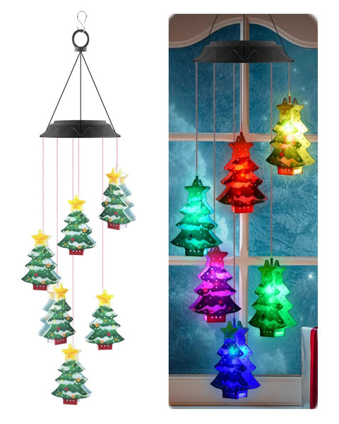 Christmas Solar Wind Chimes, Color Changing Solar Wind Chimes, Hanging Outdoor Christmas New Year Garden Decor Gift for Children/Mom