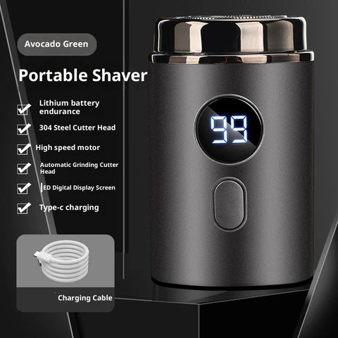 Electric Mini Razor Pockets Shaver for Men,Floating Big Shave Head Quick Shave, Waterproof Mini Portable Shaver,USB C Charge LED Power Display Mini Trimmer, Great for Travel,Car,Home Use (Gray)
