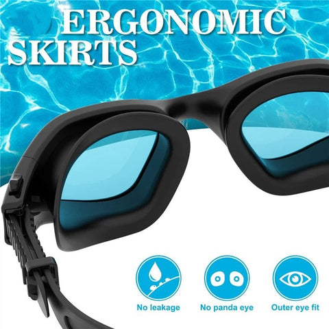 Swim Goggles, Swimming Goggles Anti-Fog for Adult Men Women Adults Teenagers（17.5*4.6cm，black)