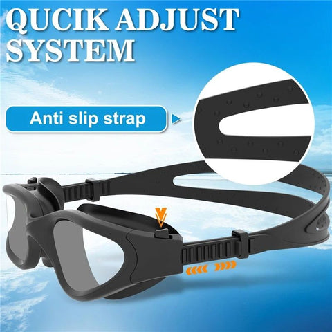 Swim Goggles, Swimming Goggles Anti-Fog for Adult Men Women Adults Teenagers（17.5*4.6cm，black)
