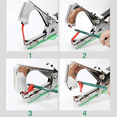 Plant Tying Machine Tape Tool for Tomatoes Peppers Grapes Cucumbers and Vining Vegetables Quickly and Easily Tie, Great for Gardeners Farmers, with Tapes, Spare Parts, Staples - Green