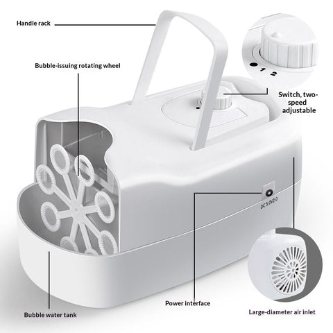 Bubble Machine, Automatic Bubble Blower Machine, Portable Bubble Maker for Outdoor and Indoor Use, (White)