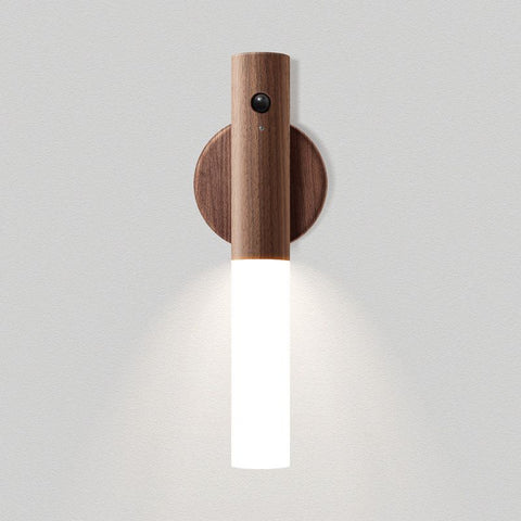 Wooden Motion Sensor Night Lights Magnet Body Sensor Hallway Night Lights Rechargeable Led Light Portable Stairway Wall Sconce Battery Powered Cabinet Lights (walnut wood
)