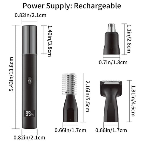 Nose and Ear Hair Trimmer for Men - Rechargeable Eyebrow Face Shaver - Nasal Hair Clippers 3 in 1 Painless Eye Brow Facial Hair Beard Razor for Sideburns Dual-edge