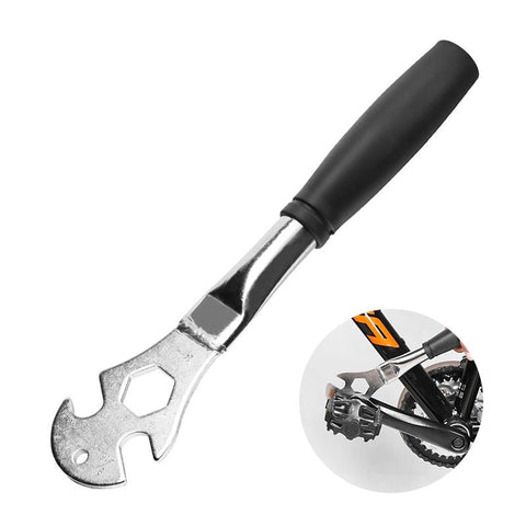 Bicycle Pedal Wrench Heavy Duty Handle - Road Bike Pedal Removal Spanner Tool - Long Handle 15/24mm  silver