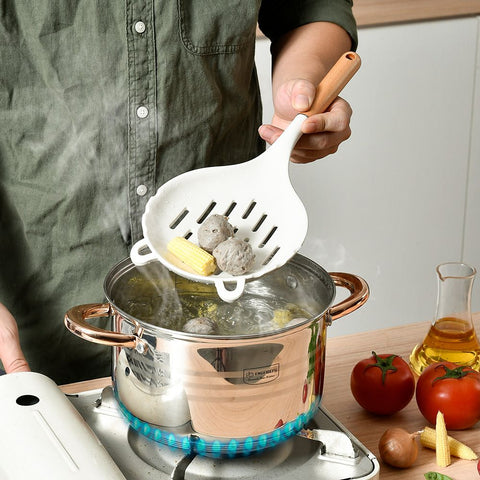 Spoon Perfect for Straining or Lifting Meat and Veggies from Broth, Durable BPA-Free Matte Silicone, Safe for Nonstick Cooking Surfaces