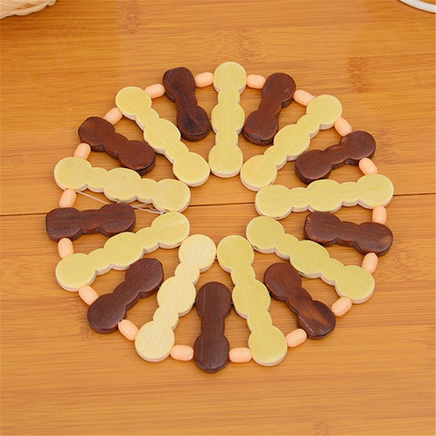 Set of 3 Small Handmade Wooden for Hot Dishes - 6.29in- Coasters and Hot Pads - Great Kitchen Gift Idea（rotundity）