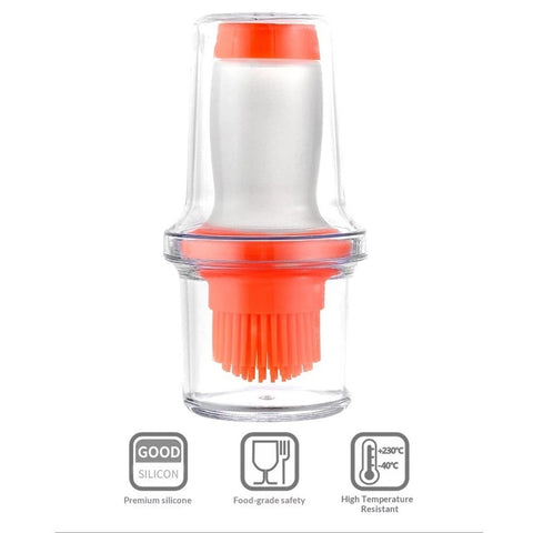 2 Pack Silicone Pressing Oil Bottle Brush with Lid Baking Sauce Bottle Salad Dressing Bottle Barbecue Sauce Brush Oil Pot Home Kitchen Oil Brush Tool (Orange)