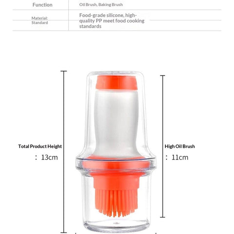 2 Pack Silicone Pressing Oil Bottle Brush with Lid Baking Sauce Bottle Salad Dressing Bottle Barbecue Sauce Brush Oil Pot Home Kitchen Oil Brush Tool (Orange)
