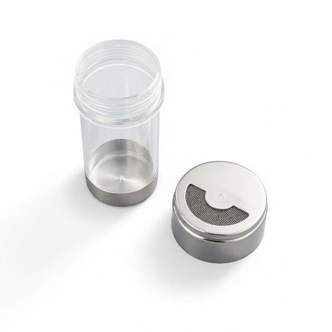 2 pack Mesh Shaker or Salt Shaker, Stainless Steel Salt Dispenser, Clear Acrylic Seasoning Fine Mesh Shaker with Rotating Cover, 4.23 Ounces (120 Milliliter)