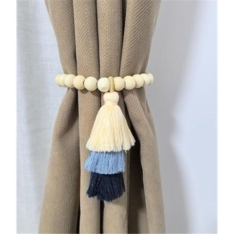 Handmade Magnetic Wooden Bead Curtain Tiebacks 2 PCS | Simple Elegant Magnetic Tassel Curtain Tie Backs | Accessories Wall Decoration | Drapery Tiebacks for Bedroom Window Treatment