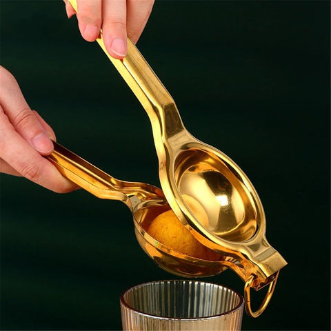 Stainless Steel Manual Squeezer Handheld Juicer Citrus Fruit Squeezer Manual Citrus Juicer Hand Press for Juicing Oranges, Pomegranate, Lemon (Gold)