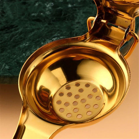 Stainless Steel Manual Squeezer Handheld Juicer Citrus Fruit Squeezer Manual Citrus Juicer Hand Press for Juicing Oranges, Pomegranate, Lemon (Gold)