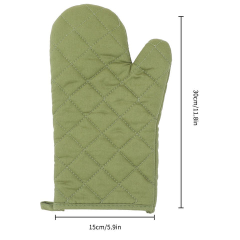 Oven Mitts and Pot Holders 4 pcs Set,High Heat Resistant 500 Degree Extra Thicken Long Kitchen Cotton Oven Glove for Cooking (11.8 Inch,Green)