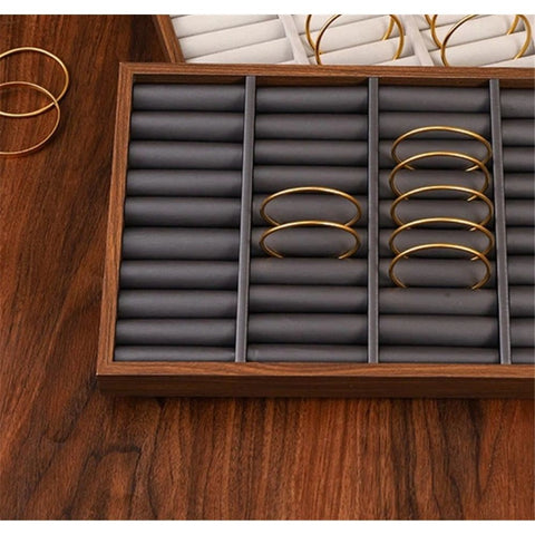 Solid Wood Jewelry Tray Ring Earring Display Showcase Jewelry Organizer,with Ring Holder Ring Box（Only display rack）
