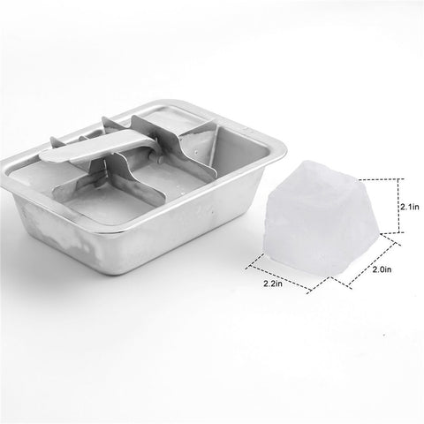 Professional Ice Cube Trays Stainless Steel - 6-Large Slot Heavy Duty Metal Icecube Mold, Non-Toxic Freezer Tray with Lever Release, Bar & Kitchen Use