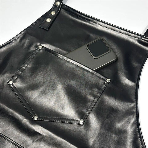 Professional Leather Hair Cutting Hairdressing Apron for  Hairstylist - Multi-use, Adjustable with pockets (Black)