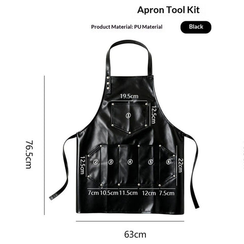 Professional Leather Hair Cutting Hairdressing Apron for  Hairstylist - Multi-use, Adjustable with pockets (Black)