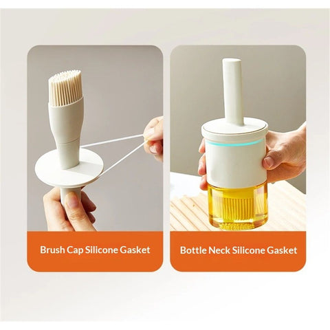Basting Pot Set with Brush - Glass Grill Basting with Silicone Brushes for Cooking Meat Brush for Basting, BBQ Sauce Pot, Meat Baster Set 10.5 oz