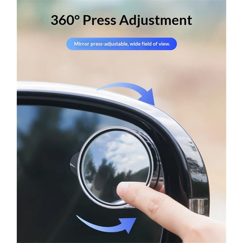2 pairs Adjustable large Round Stick-on Convex Spot Mirror, big HD Glass Convex Rear View Mirror,Strong Adhesive Blind Spot Mirror for Car, Van, SUV and Trucks (5.5cm), Silver frame)