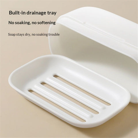 2 pack Compact Travel Soap Case, Leakproof Soap Container with Lid, Portable Bar Soap Holder for Traveling, Soap Box for Bathroom, Shower, Gym, School, Camping, Outdoor (White,Does not include soap)