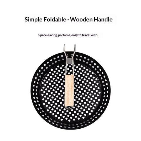 1 Piece BBQ Frying Pan with Holes, Non-stick BBQ Grill Pan, Stainless Steel Barbeque Woks, Grill Basket Vegetable with Handle | Vegetable Charring Pan for Stovetop & Grill