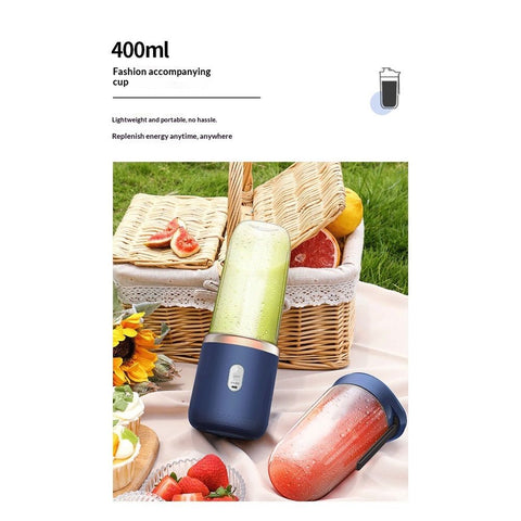 Portable Blender, Personal Blender USB Rchargeable, Mini Blender for Shakes and Smoothies, 400ML Portable Fruit Veggie Juicer Cup With 6 Blades and Travel Lid, Handheld Blender (Only juicer)