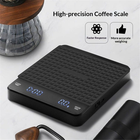 Coffee Scale 3kg/0.1g High Precision Pour Over Drip Espresso Scale with Back-Lit LCD Display for Pour Over Maker Brew（black）