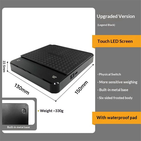 Coffee Scale 3kg/0.1g High Precision Pour Over Drip Espresso Scale with Back-Lit LCD Display for Pour Over Maker Brew（black）