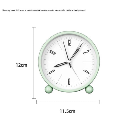 Nightlight Alarm Clock 4.5" Round Silent Alarm Clock Bedside Desk Non-Ticking Travel Clock Battery Operated Green(Battery Include)