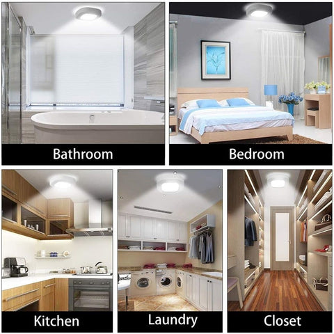 Motion Sensor Ceiling Light Battery Operated, Wireless Motion Activated LED Light 300LM White Indoor Lights for Closet Cordless Stair Hallway Bedroom Pantry Shed Shower Light