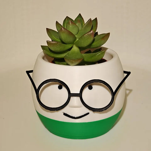 Simple and adorable 3D printed glass flower pots—decorate your home with them! White and yellow, single piece.