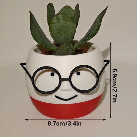 Simple and adorable 3D printed glass flower pots—use them to decorate your home! White and red, single piece.