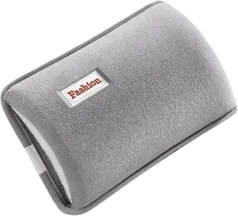 Hot Water Bottle with Rechargeable Plush Cover for Cramps Relief, Warm Heating Pad for Abdomen Back Foot, Soft Hand Warmer for Women Kids Home Office School Winter Reusable Heat Therapy Bag(grey)