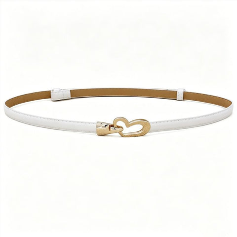2-Pack Dark-Brown Adjustable Skinny Belt with Heart Buckle