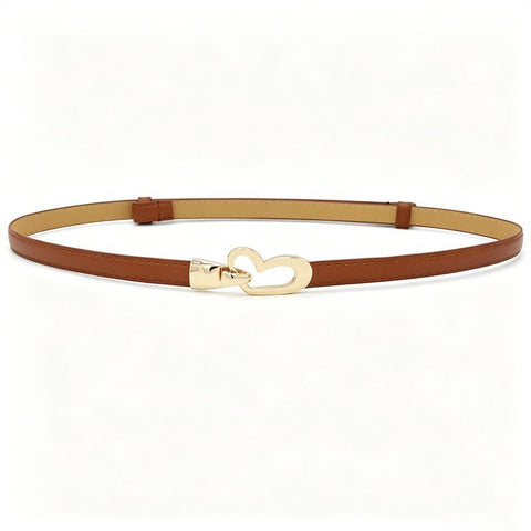 2-Pack White Adjustable Skinny Belt with Heart Buckle