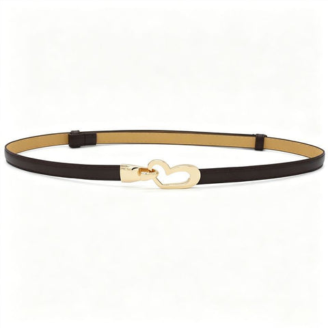 2-Pack White Adjustable Skinny Belt with Heart Buckle