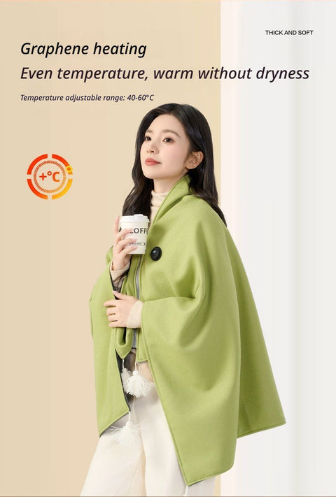 USB Washable Heated Shawl-No Power Bank Included-Apricot