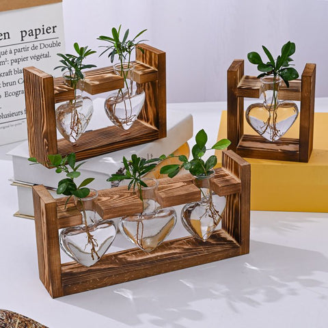 HydroponicSnap-OnWoodenStand-Heart-ShapedDoubleBottle