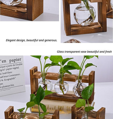 HydroponicWoodenFramewithSnap-On-SphericalDoubleBottle